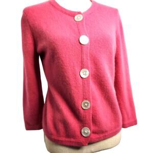 Banana Republic Cardigan Size M Angora & Lamb's Wool Red Sweater Button Accents